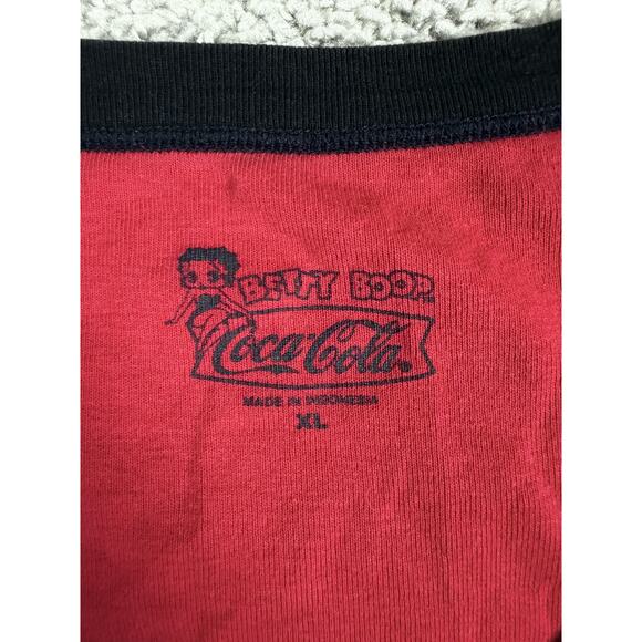 Betty Boop Coca Cola Shirt Womens XL Red Sleepwear V Neck Graphic Cartoon - Picture 5 of 12